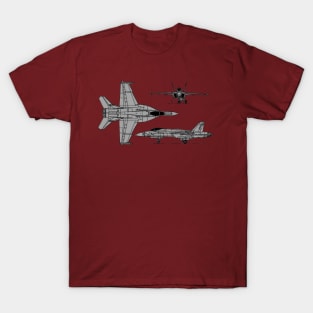 F-18 Hornet Tri-view T-Shirt